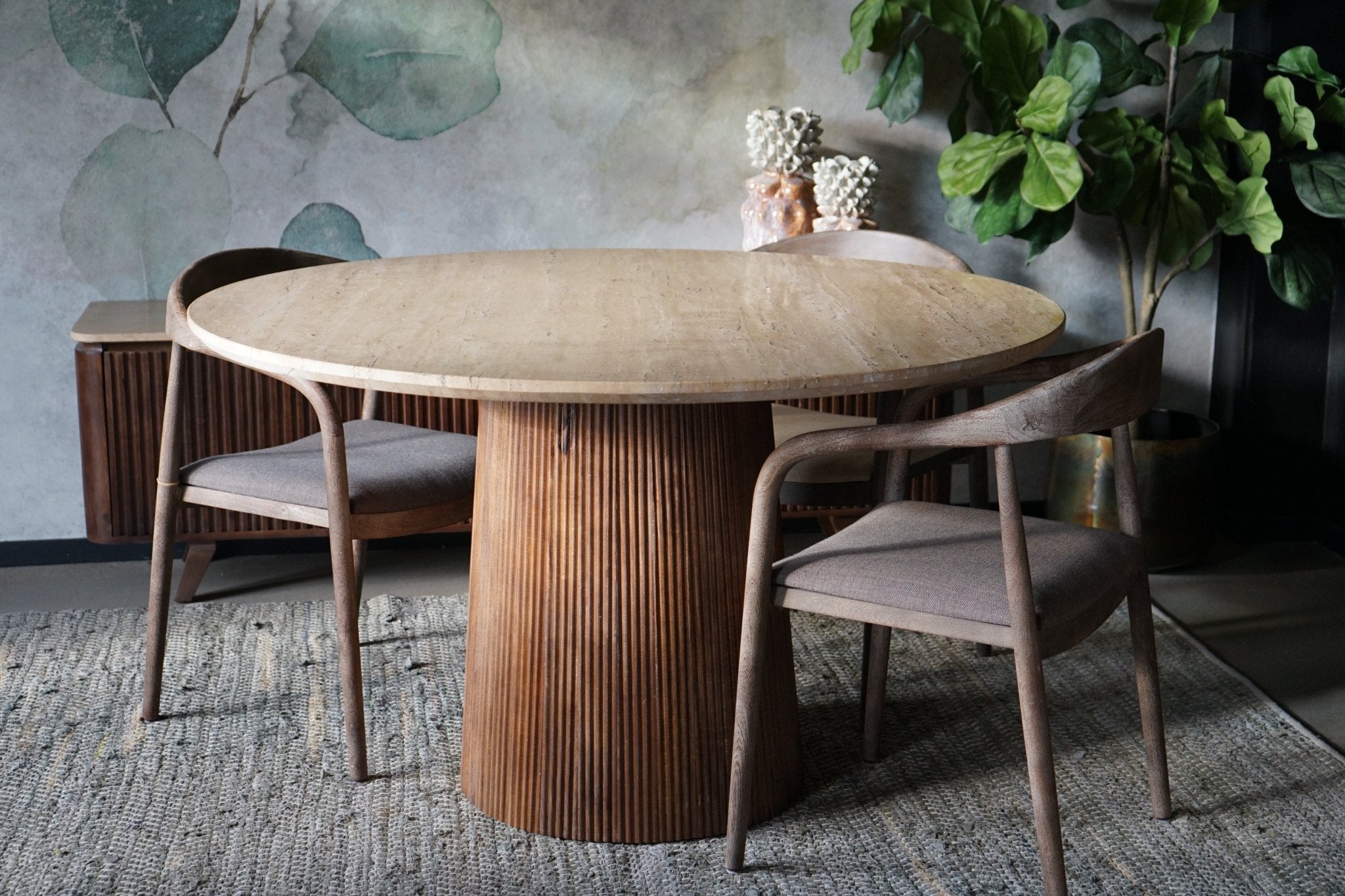 Tafel Agonda travertine blad 130cm - Goa Editions