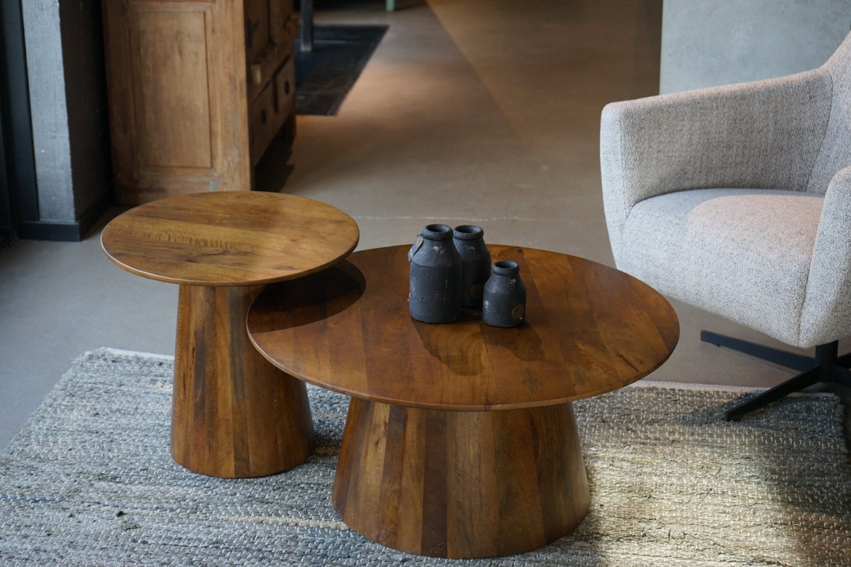 Japandi salontafel Colva 80cm rond mangohout | Goa Editions