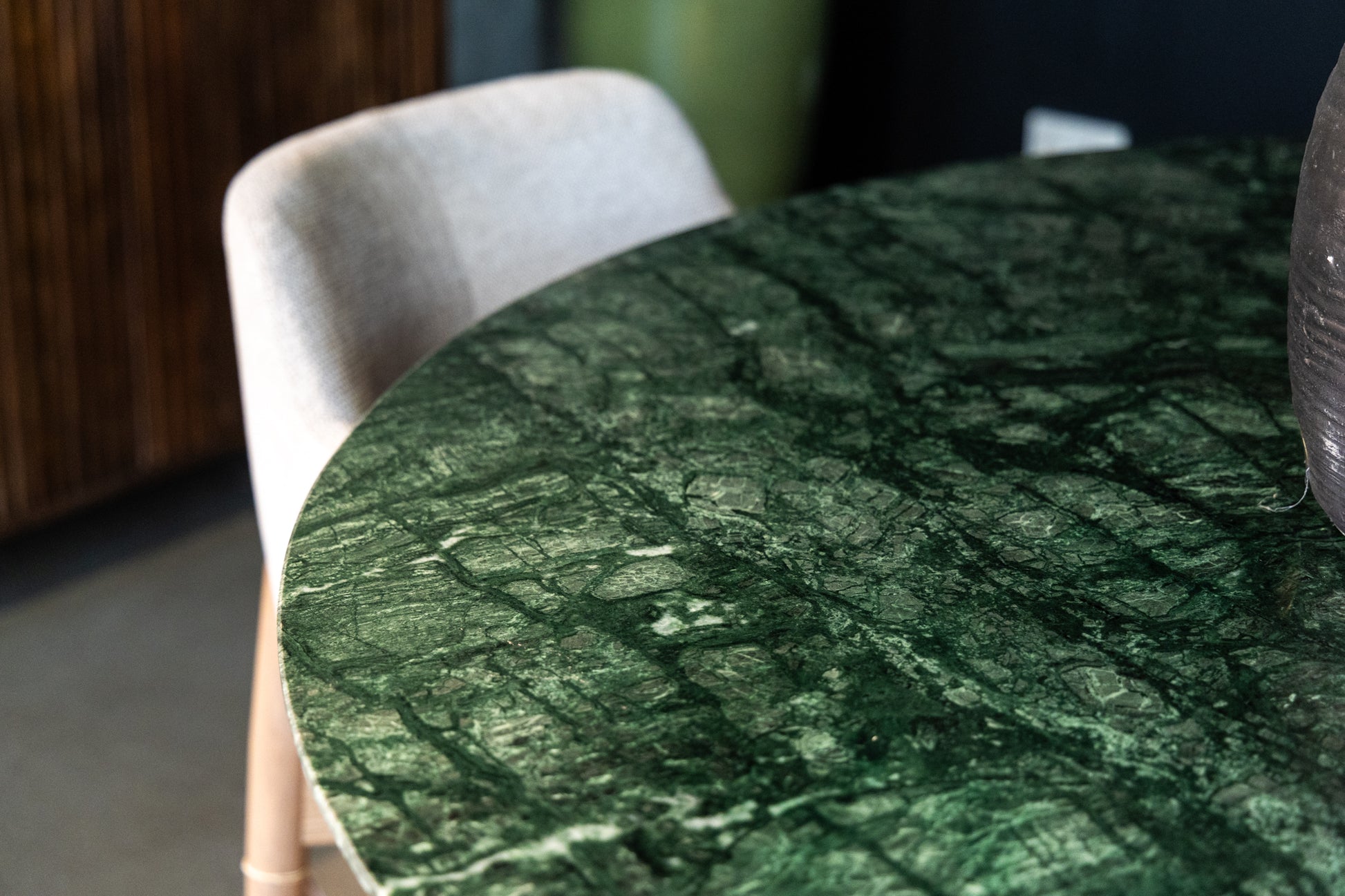 Ronde eettafel groen marmer Agonda 130 en 150cm - Goa Editions