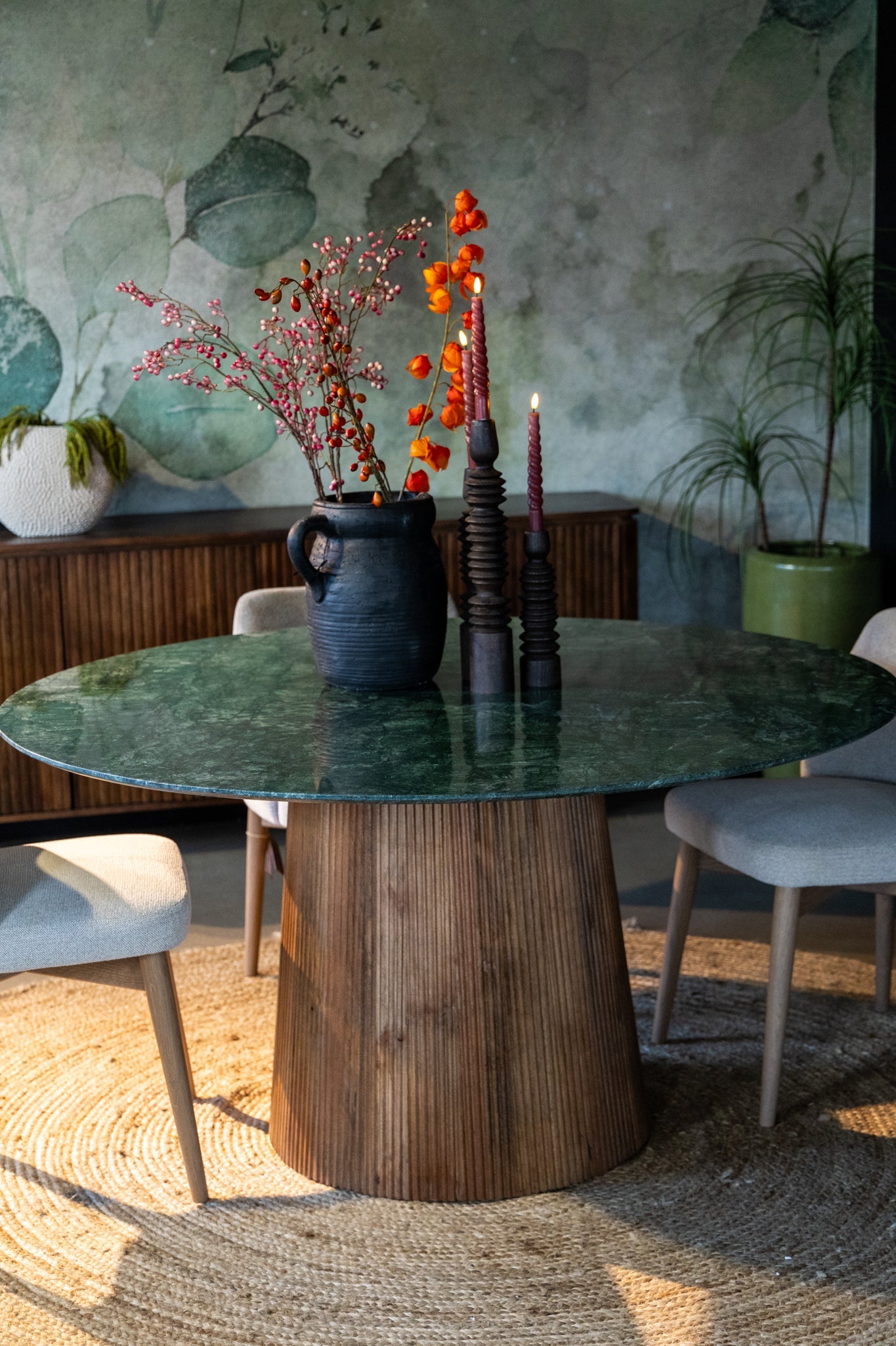 Ronde eettafel groen marmer Agonda 130 en 150cm - Goa Editions