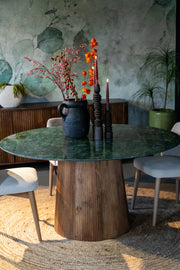 Ronde eettafel groen marmer Agonda 130 en 150cm - Goa Editions