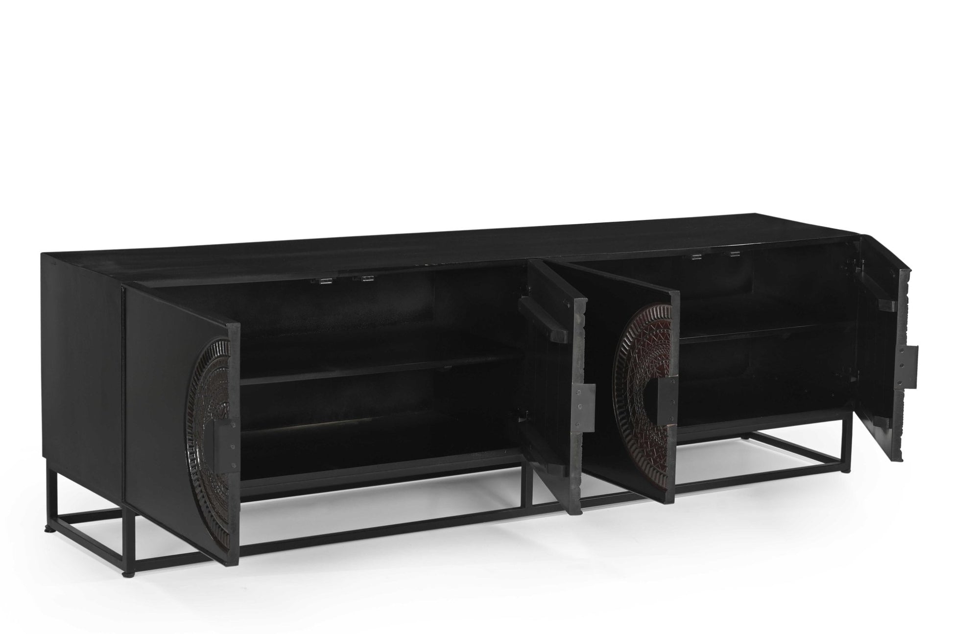 Televisiemeubel met houtsnijwerk Moni 200 cm - Goa Editions