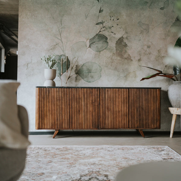 Dressoir walnoot Mahindra met marmer 200cm - Goa Editions
