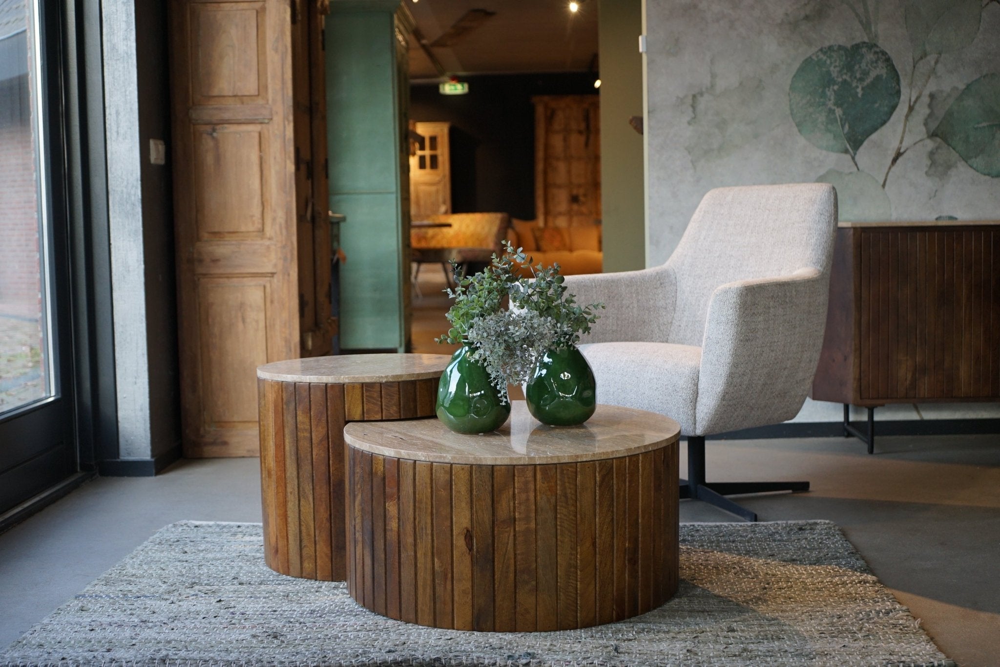 Salontafelset Tirlot travertine top - Goa Editions