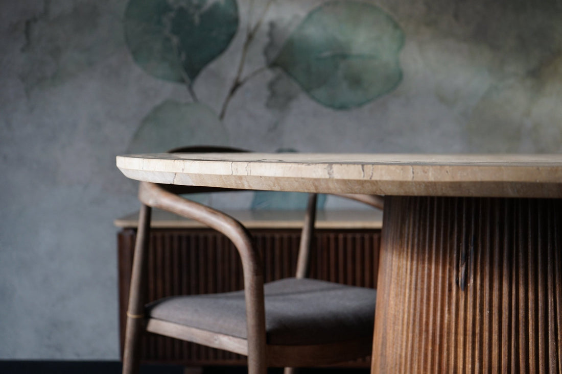Tafel Agonda travertine blad 130cm - Goa Editions