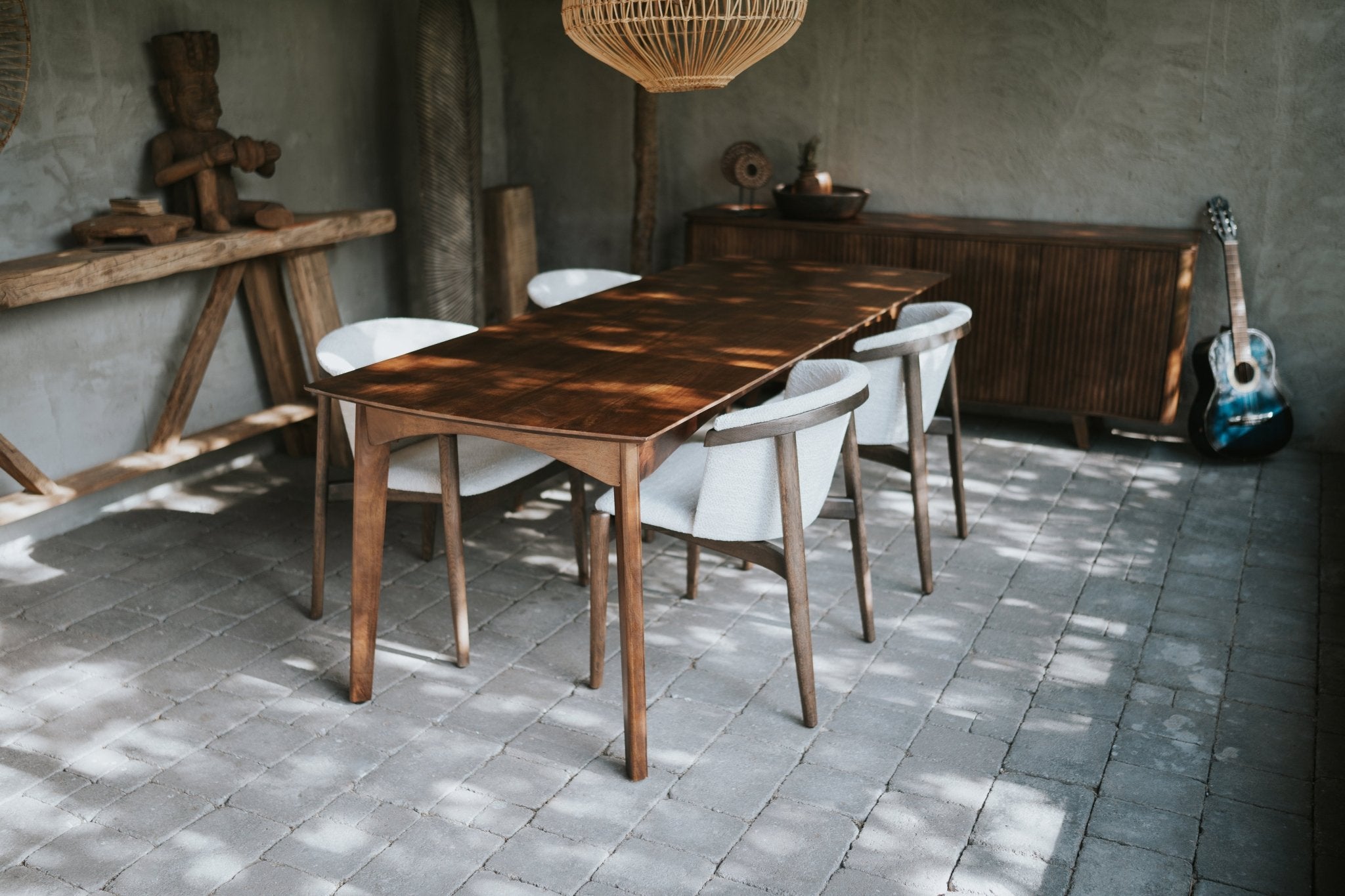 Eettafel candolim vintage stijl walnoot - Goa Editions