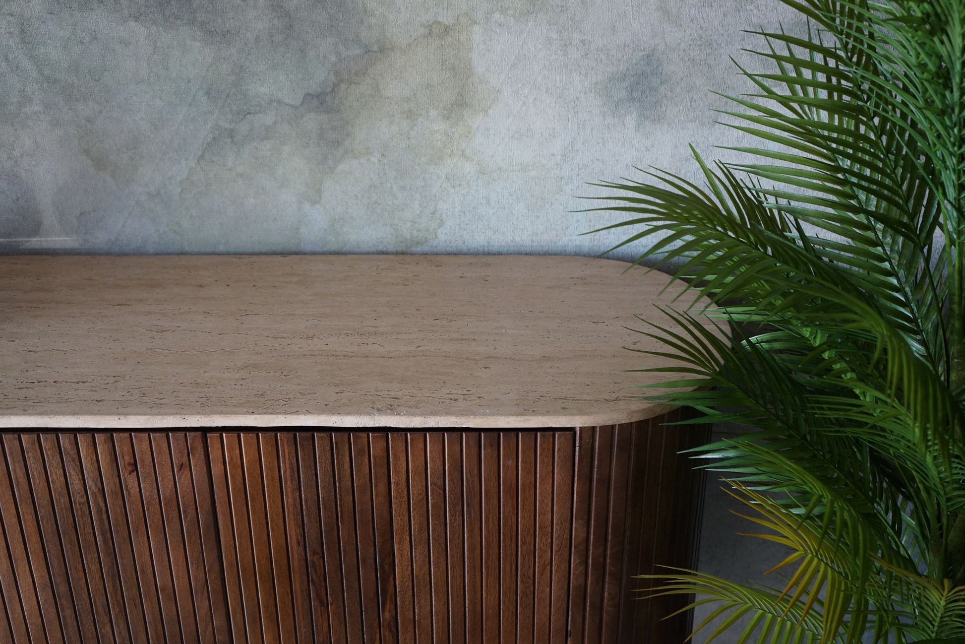 Japandi tv - meubel Anjuna 160cm marmer walnoot - Goa Editions